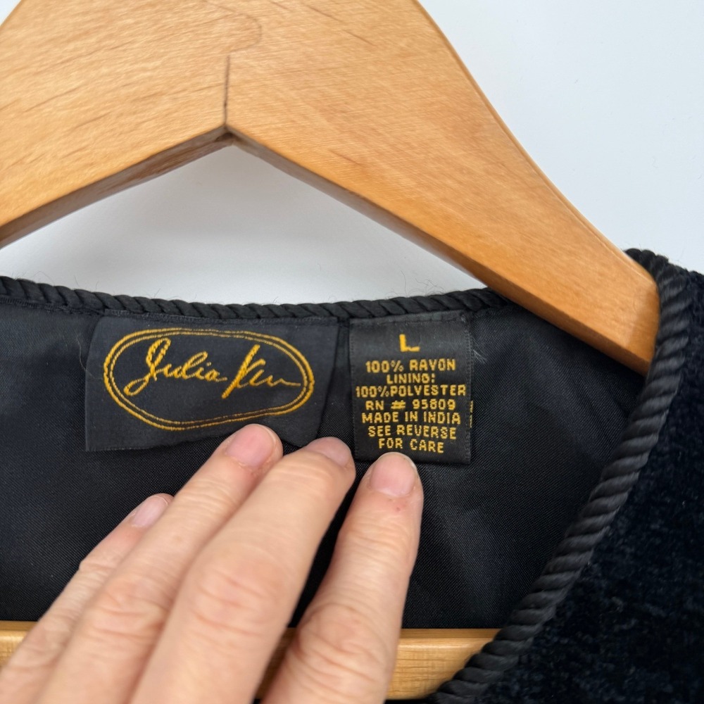 Julia Kin Embroidered Patchwork Jacket Black Rayo… - image 7